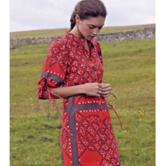 Anthropologie Moulinette Soeurs Pattern Silk "Maeshowe Shirtdress" Dress - Picture 8 of 11